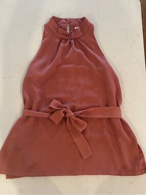 Prologue Rust Pink Halter Neck Tank with Waist Tie